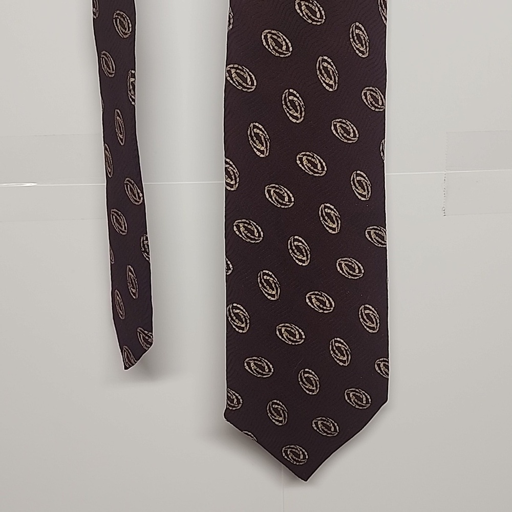 Giorgio Armani Cravatte 100% silk tie. Made in Italy. Burgundy & Yellow - Picture 5 of 7